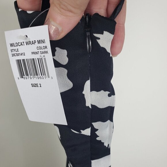 NWT Cooper St. Wildcat Wrap Mini Dress Black White Size 2 - Picture 10 of 13